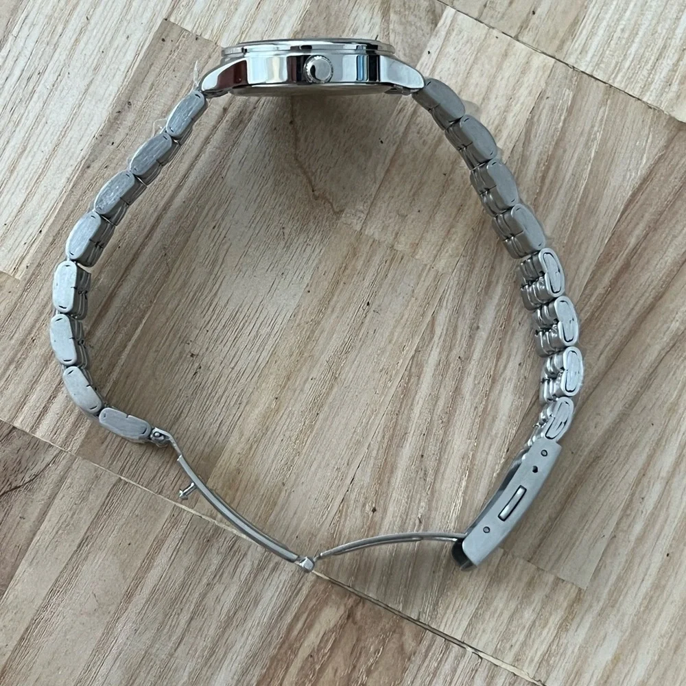 Seiko Ladies Watch Black Dial with Train Motif Stainless Bracelet and Hands